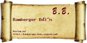 Bamberger Bán névjegykártya